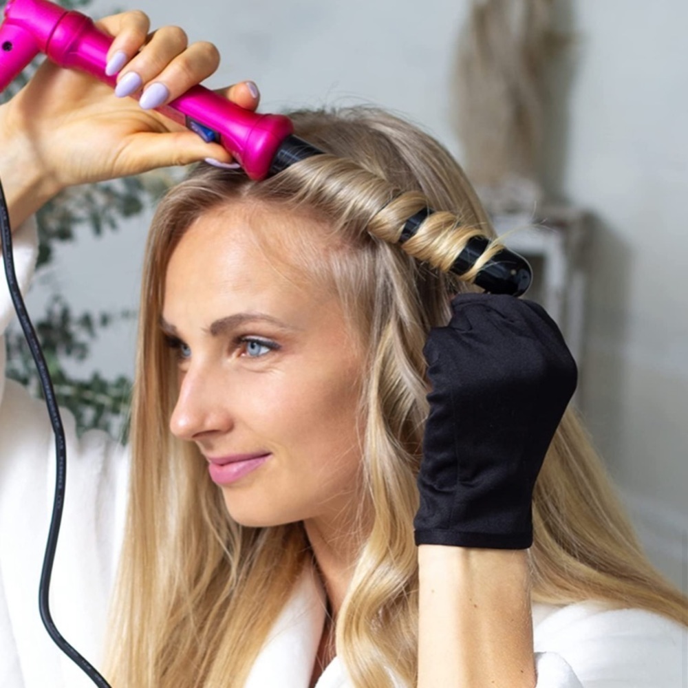 NuMe tourmaline curler wand for hair; pink